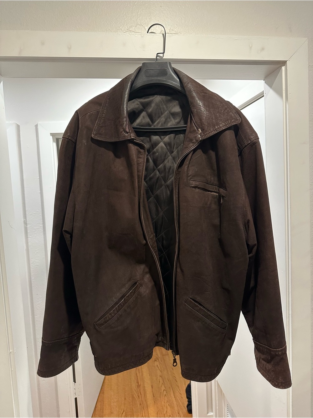 Men's Brown Quilted-Lining Leather Jacket